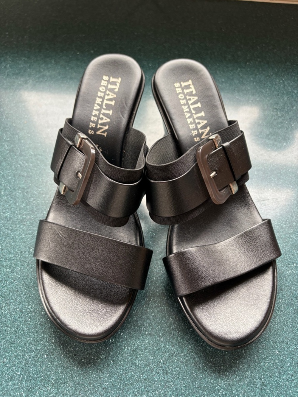 Italian Shoemakers Black Sandals with Wedge 8.5